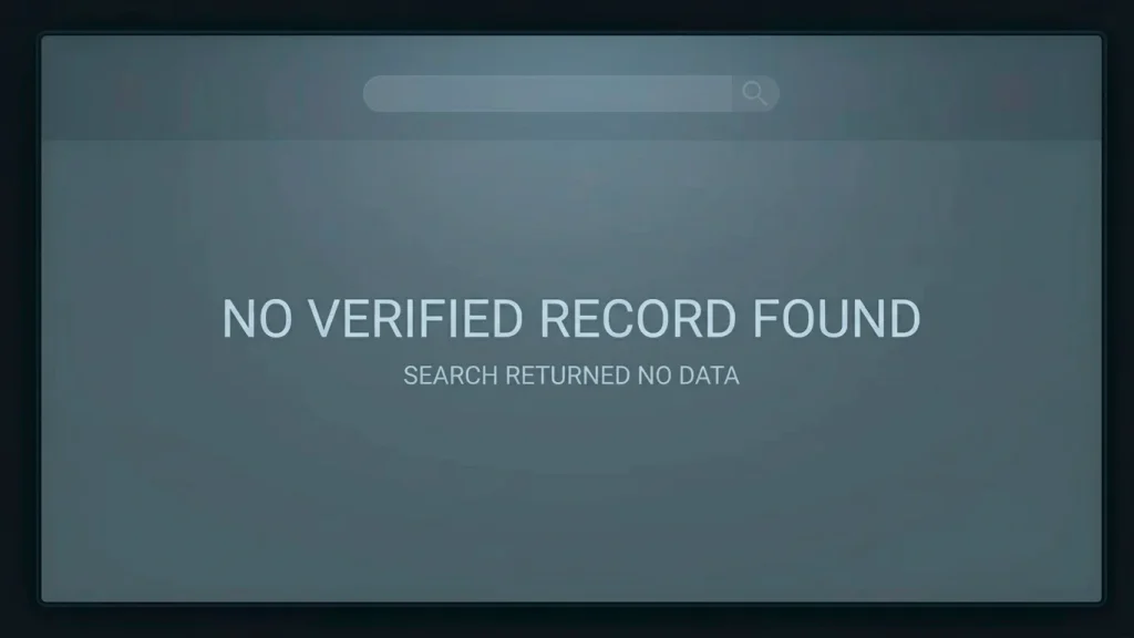 An empty register lookup result representing the absence of any gambling-specific licensing record to verify against